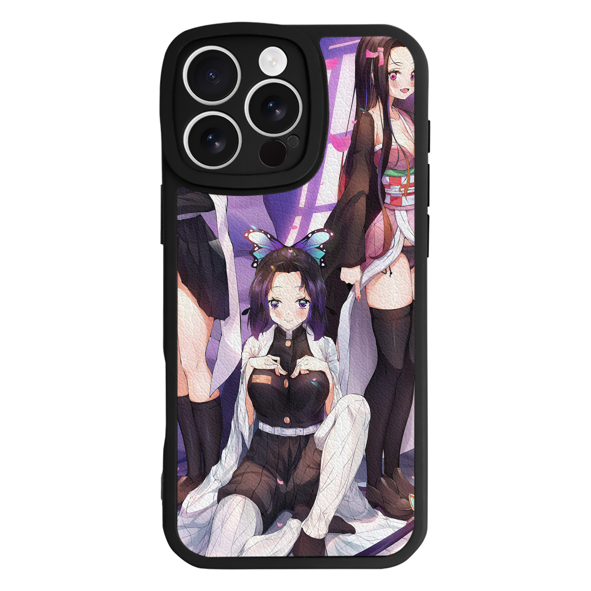 （画像用） 鬼滅の刃（きめつのやいば）竈門 禰󠄀豆子／かまど ねずこ Kamado Nezuko 【iPhone 16シリーズ対応】シリコンスマホケース（レザー調） 材質：シリコン